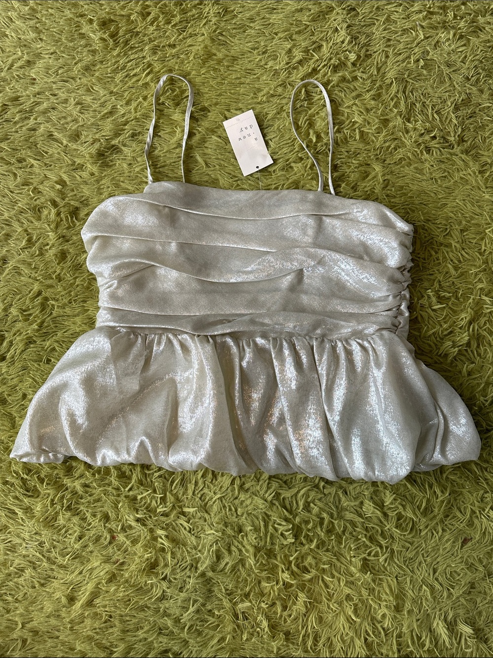 a new day Ruched Peplum Cami Top - NWT (L)